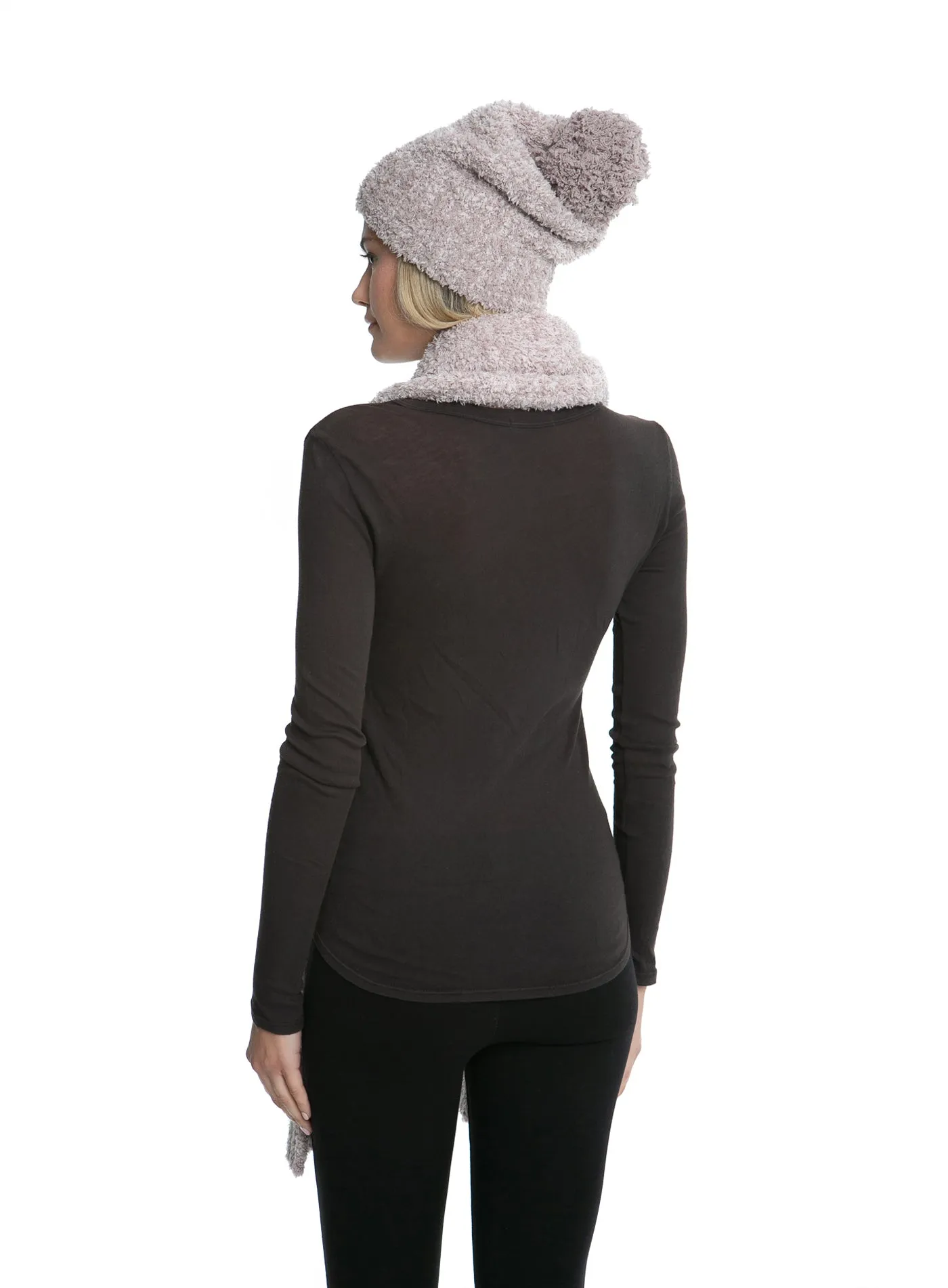 Barefoot Dreams - Cozychic Pom Pom Beanie Scarf Set in Vintage Rose Ballet Pink