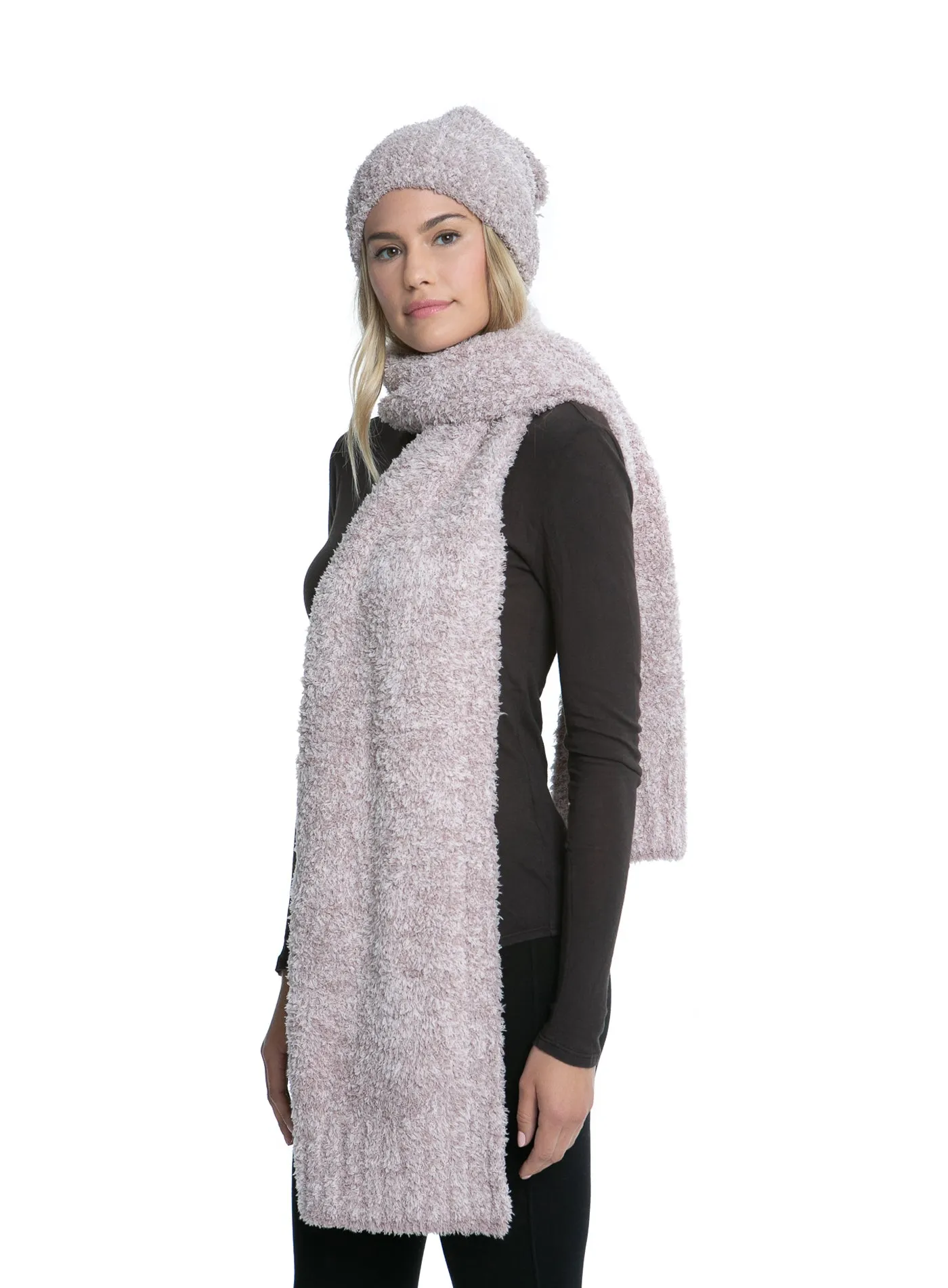 Barefoot Dreams - Cozychic Pom Pom Beanie Scarf Set in Vintage Rose Ballet Pink