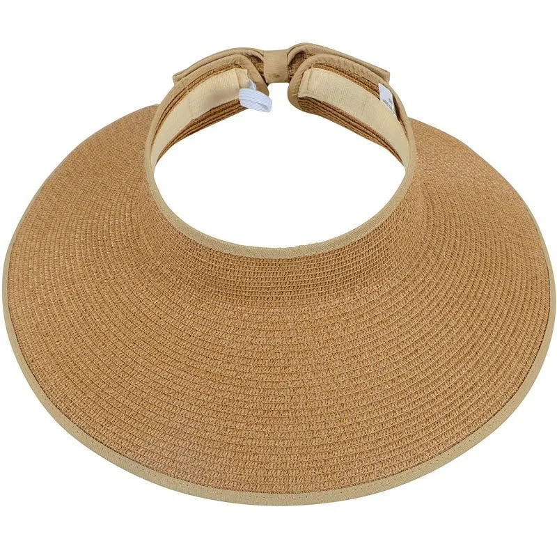 UPF 50  Wide Brim Roll-up Straw Sun Hat Sun Visor